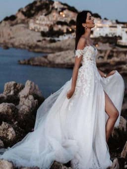 Elegant Lace A-line Wedding Dresses Off The Shoulder Sweetheart Neck Bridal Gowns Side Split Vintage Appliques Vestido de novia