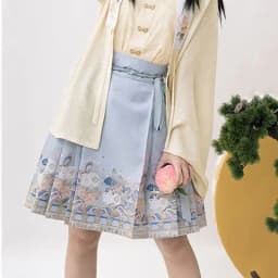 Chinese Style Improved Ming Dynasty Exquisite Printed Horse-face Skirt Women High Waist All-match Pleated Mini Horse-face Skirt