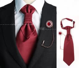 Newest Men's Soild Color Tie Brooch Set Red Ajustable NeckTie Luxury Gemstone Brooch Classic Suit Tuxedo Groom Wedding Accessory