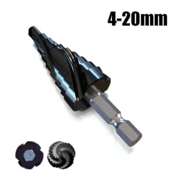 M35 Cobalt 4-Flute Step Drill Bit 1/4 in Metric Tapered Hex Shank for Stainless Steel Sheet Metal Wood Aluminum and Other Metals