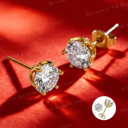 Classic 4 Prong Moissanite Stud Earrings 925 Silver Plated Lab Diamond Zircon Stud Earrings Wedding Jewelry Birthday Gift