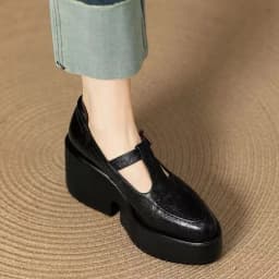 Chunky Platform High Heels Pumps Women Spring PU Leather Ankle Buckle Mary Jane Shoes Woman Brown Thick Heeled Sandals Loafers