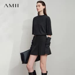 AMII 2025 Autumn Concise for Loose Casual Wide-leg Female pants Elegant Office Lady Simple Shorts Bottoms 12523083