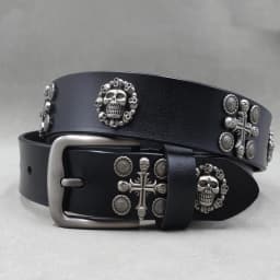 Designer Brand Belt Men Rivet Real Leather Pin Belt Male Black Rock Genuine Leather Cowhide Luxury Punk Belt Jeans