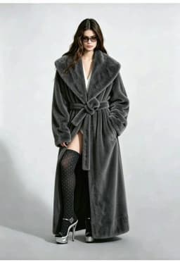 Long Coats Women Faux Fur Jackets Turn Down Collar Coat Thick Warm Y2k Streetwear Jacket Work Lace Up Tight Waist Autumn Winter