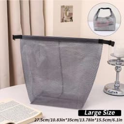 Waterproof Mesh Toiletry Bag, Drawstring Cosmetic Organizer with Quick-Release Buckle, Transparent Pouch for Travel, Gym, and Ba