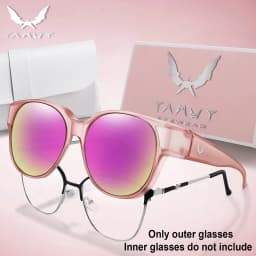 Over Glasses with Box Cover Over Myopia Eyeglasses Unisex Round Shades with UV Protection Outdoor Sports Fishing Hiking Cycling
