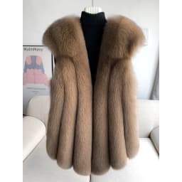 Fox fur vest women's medium and long 2024 new fashion fur vest thick coat real fur for winter