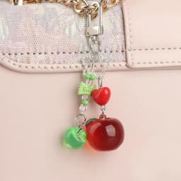 Strawberry Bag Charm Delicate Cute Key Chain 3d Pink Strawberry Key Chain Sweet Resin Key Ring For Christmas Gift Backpack