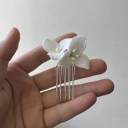 Ceramic Flower Side Hair Comb With Pearls Luxurious Headpiece Wedding Hair Accessories For Women Bridal Marriage Hair Jewelry