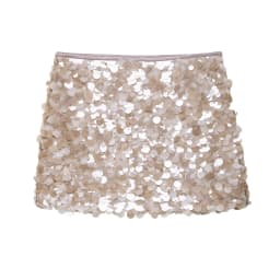 DUOPERI Women Y2K With Sequined Solid A-Line Mini Skirt Side Zipper High Waist Female Chic Lady Casual Skirts