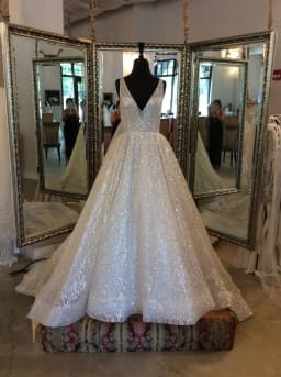 Moonlight Glitter Women's Wedding Dress v neck tailoring Backless wedding dresses gelinlik Arabic Bridal Gown Customized Plus