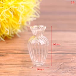 1Pc 1:12 Dollhouse Miniature Vase Glass Candy Jar Simulation Candy Bottle Flower Plant Vases Model Doll House Decor Toy