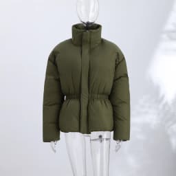 Fashion Glossy Padded Jackets Women's Drawstring Zipper Stand Collar Thicken Coats 2026 New Ladies Winter Solid Color Outwear