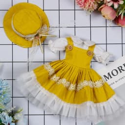 New 28cm Doll's Clothes Suit 1/6 Bjd Skirt with Hat/ Headdress for 12inch Princess Doll Dress Up Accessories