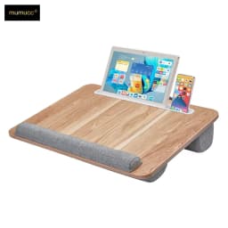 MUMUCC Wooden Suspended Bed Laptop Desk, Portable 15 Inch Bed Study Table with Handle, Sponge Cushion & ABS Slot, Compact