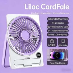 Ultra Thin Mini Fan USB Rechargeable Card Fan LCD Digital Display 6-speed Adjustment Hanging Stand Dual Use Desktop Fan
