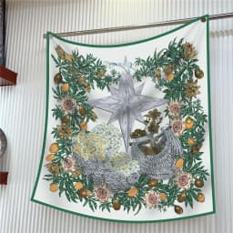Silk Scarf Women Trees Printed Square Scarves Head Echarpes Silk Foulards Femme Wraps Beach Shawls Bandana Lady Hijabs 90CM
