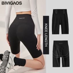 BIVIGAOS Summer High Waist Tight-Fitting Butt Lifter Shark Cycling Shorts Women Knee-Length Sports Fitness Biker Shorts Leggings