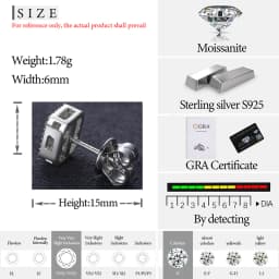 Round Moissanite Diamond Ear Studs Earring Pass Diamond Test Moissanite Stud Earrings For Women Man Sterling Silver Jewelry Gift