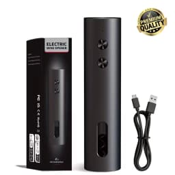 Rechargeable Electric Wine Opener with Foil Cutter, Wine Pourer & Vacuum Stopper USB-C Charging Compact Design for Home Kitchen