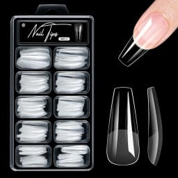 100pcs Almond Square Traceless Transparent False Nail Stickers Full Cover Pressed Nail Acrylic Suitable for Nail Art Extension