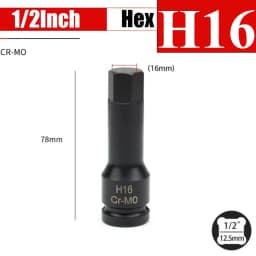1/2inch Impact Hex Socket Electric Drill Socket Adapter Air Impact Wrench Hex Head Socket H4~H22 Screw Tap Socket Adapter