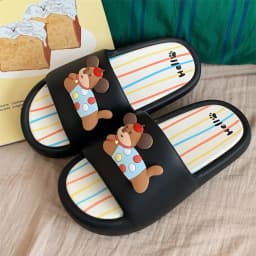 Women Cute BathSlippers Capybara Decor Stripes Thick Soft-Sole Bathroom Beach Summer Couple Black White Casual Non-slip Home New