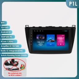 Hizpo 2Din 9inch Android Auto Car Radio for Mazda 6 2007 - 2012 CarPlay Screen GPS Navigation 4G BT WiFi SWC DSP RDS 360° Cam