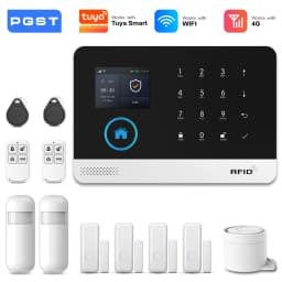 PGST 4G WiFi GSM Wireless Alarm System Home Security Protection Alarm System Set PIR Sensor Works with Tuya Smart Life Alexa
