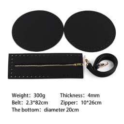 1Set PU Leather Knitting Crochet Bag Bottom Handbag Shoulder Strap Handmade Patchwork Handle Bag Material for Women DIY Bag