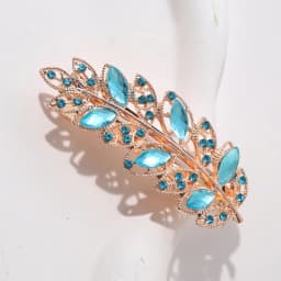Sparkly Rhinestone Leaf Shaped Barrettes Hairpin Non-Slip Crystal Spring Hair Clips For Women Girls Thin Thick Hair French Style