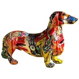 Creative Home Modern Painted Colorful Dachshund Dog Decoration Wine Cabinet Office Decor Desktop Crafts