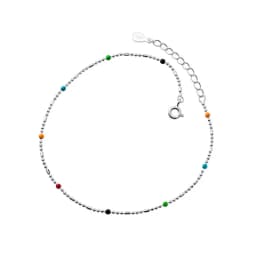 S925 Sterling Silver Colorful Round Beads Anklet Foot Jewelry for Women
