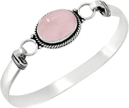 Vintage 925 Silver Bangle Natural Oval Moonstone Bangle Bracelets Handmade Birthstone Bangle Gifts Fine Jewelry for Women Men
