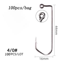 100pcs 7150 Jig Fishing Hooks Barbed Black Hook High Carbon Steel Pesca Barbarian 90 Degree Fishhook Size 6/0# to 1# Hook