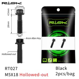 RISK 2PCS M5*18mm Bike Stem Handlebar Fixing Titanium Ti Bolts Fixed Screws Hollow Lightweight for MTB Bicycle Seat Post Clamp