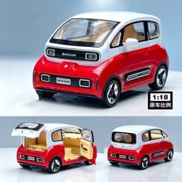 1:18 BAOJUN MINI EV Alloy New Energy Car Model Diecast Metal Toy Vehicles Car Model With Charging Pile Sound and Light Kids Gift
