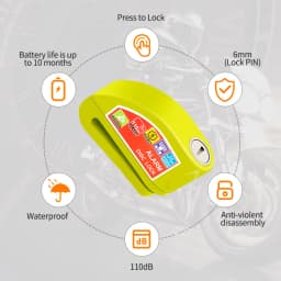 Scooter Motorcycle Bicycle Alarm Lock Wheel Disc Brake Waterproof Anti-Theft Aluminum Alloy Safety Brake Lock Moto Aaccessories