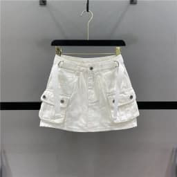 2024 New Fashion Three Dimensional Strap Pocket Wash High Tooling Denim Skirt Women Y2K Summer Vintage Casual Joker A Skirt
