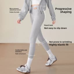 Brushed Ribbed Leggings for Women Tummy Control Butt Lift High Waist Grey Thermal Pants Winter Warm Cotton Base Layer Tights