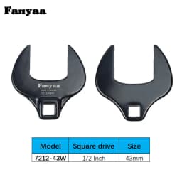 Fanyaa Open End Interchangeable Torque Head, Individual Crowfoot Wrench, Square Drive 1/2", Full Polish 36-48mm Made In Taiwan