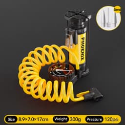 Phoenix 120 PSI Portable Foot Pump, With/Without Gauge, Universal Nozzle for Bikes, E-Bikes, Inflatables
