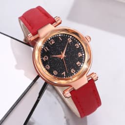 5/6 PCS/Set Red Women's Watch With Minimalist Elements Dial Quartz Watch Latex Strap Cherry Elements Jewelry Set Girl's Gift