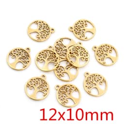10pcs/lot 316 Stainless Steel Gold Plated Tree Moon Butterfly Small Charms Pendant For Necklace DIY Jewelry Making