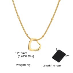 Customized Name Date Love Necklace Stainless Steel Personalized Carving Name 1-4 Heart Shaped Love Necklace Couple Family Gift