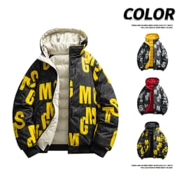 2026 Winter Men's Cotton Jacket letter pattern double-faced Cotton Jacket men Winter Coat Edition Trendy Thick solid color