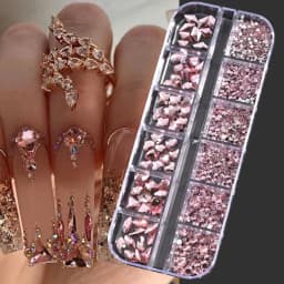 Nail Art Rhinestones Kit 2400pcs Nail Gems Ab Flatback Rhinestones Gems Stones with Storage Organizer for Design Bright Holiday