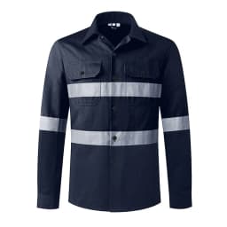 Hi Vis Viz Shirts Safety Construction Workwear Two Tone 100% Cotton Reflective Long Sleeve