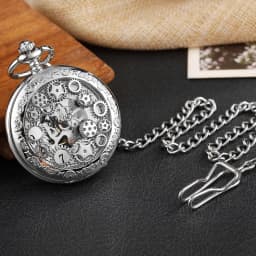 Retro Mechanical Pocket Watch Red Cross Hand-winding Silver Edelweiss Sculpture Hollow Vintage Skeleton Watches Men FOB Chain